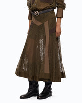 Gonna midi svasata in pizzo con inserti - | Pinko
