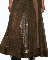 Gonna midi svasata in pizzo con inserti - | Pinko