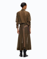 Gonna midi svasata in pizzo con inserti - | Pinko