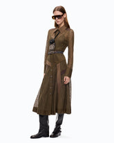 Abito midi chemisier in pizzo con inserti - | Pinko