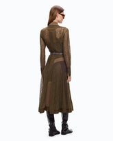 Abito midi chemisier in pizzo con inserti - | Pinko