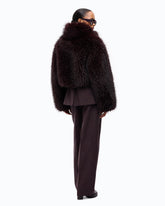 Giubbino cropped effetto pelliccia con collo alto - | Pinko