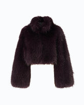 Giubbino cropped effetto pelliccia con collo alto - | Pinko