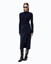 Wool midi dress with pinstriped skirt - | Pinko