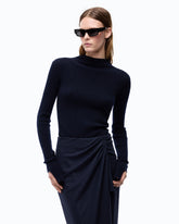 Wool midi dress with pinstriped skirt - | Pinko