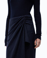Wool midi dress with pinstriped skirt - | Pinko