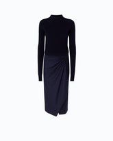 Wool midi dress with pinstriped skirt - | Pinko