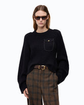 Maglia a coste con taschino - | Pinko