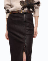 Nubuck leather-effect pencil skirt - | Pinko