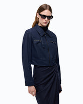 Giubbino cropped effetto pelle nabuk - | Pinko