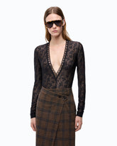 Jersey bodi de encaje elástico floral - | Pinko