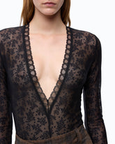 Jersey bodi de encaje elástico floral - | Pinko