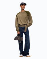 Sweatshirt aus Baumwolle mit Strasssteinen an den Schultern - | Pinko