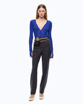 Ribbed cardigan with buttons - Blue | Pinko
