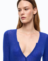Cardigan a coste con bottoni - | Pinko