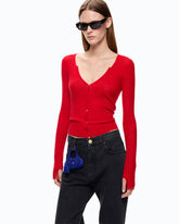 Cardigan a coste con bottoni - | Pinko