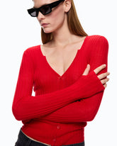Cardigan a coste con bottoni - | Pinko