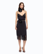 Abito midi con dettagli in pizzo - Blu scuro | Pinko