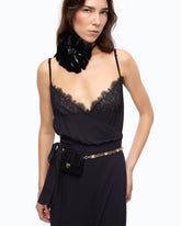 Abito midi con dettagli in pizzo - Blu scuro | Pinko