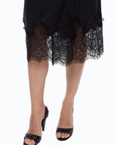 Abito midi con dettagli in pizzo - Blu scuro | Pinko