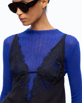 Slip-Top mit Spitze - Dunkelblau | Pinko