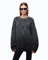 Sweater with jewel collar and micro sequins - | Pinko