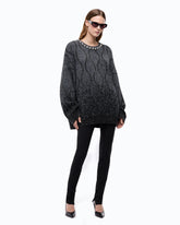 Sweater with jewel collar and micro sequins - | Pinko
