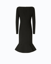 Abito midi aderente con scollo a cuore e volant - | Pinko