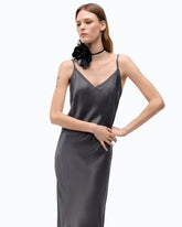 Long slip dress in satin - | Pinko