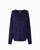 Fully rhinestoned wool-blend cardigan with hood - | Pinko