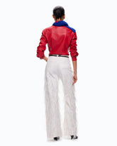 Pantaloni wide leg con piume e strass - | Pinko