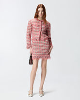Giacca cropped in stuoia e maglia sfrangiata - | Pinko