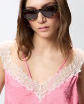Spotted lingerie top with lace - | Pinko