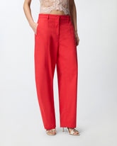 Pantaloni barrel-fit in cotone stretch - | Pinko