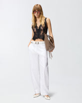 Barrel-fit trousers in stretch cotton - | Pinko