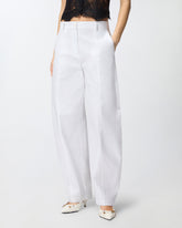 Barrel-fit trousers in stretch cotton - | Pinko