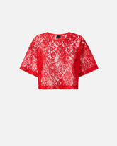 T-shirt cropped en dentelle - | Pinko