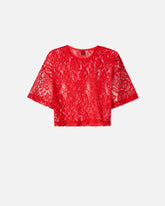 T-shirt cropped en dentelle - | Pinko