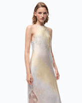 Satin dress with shaded color and lace insert - | Pinko