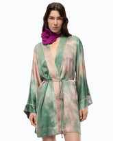 Gradient satin kimono with belt - | Pinko
