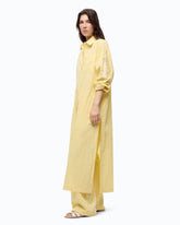 Long striped chemisier dress with floral embroidery - | Pinko