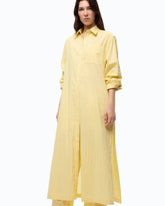 Long striped chemisier dress with floral embroidery - | Pinko