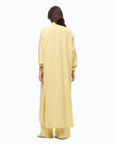 Long striped chemisier dress with floral embroidery - | Pinko