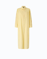 Long striped chemisier dress with floral embroidery - | Pinko