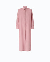 Long striped chemisier dress with floral embroidery - | Pinko