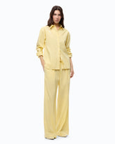 Camicia in tessuto a righe con ricami floreali - | Pinko