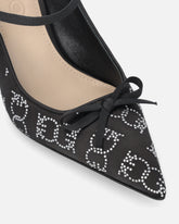 Ciabattine con tacco in satin e strass - | Pinko