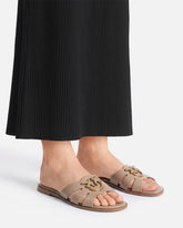 Leather slip-on sandals with Love Birds logo - | Pinko
