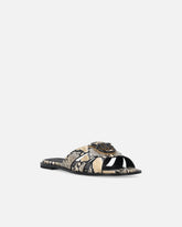 Ciabattine in pelle con stampa pitone e logo Love Birds - | Pinko