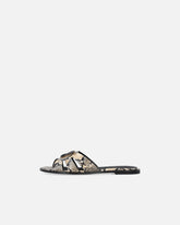 Leather slip-on sandals with python print and Love Birds logo - | Pinko